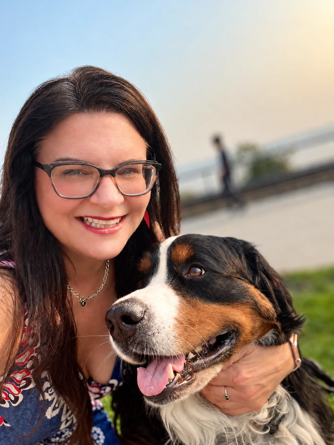 Fraser and me, smiling together outside